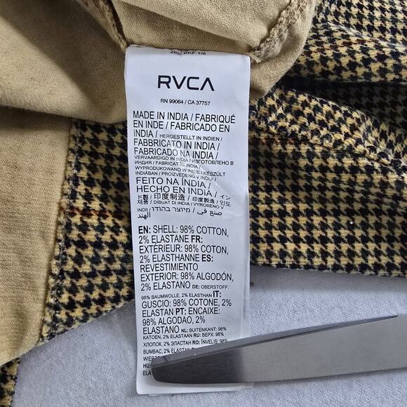 RVCA Lay Over Overshirt Shacket Jacket Houndstooth Tan Women's Size Large Punk‎ - Picture 7 of 10
